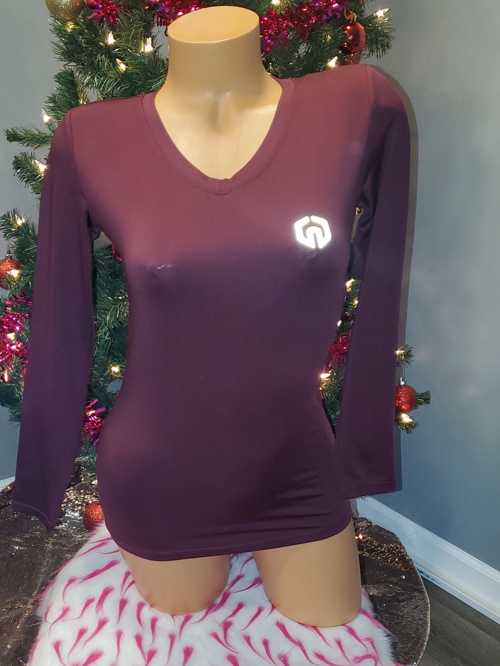 Aqua Plum V-Neck Long Sleeve Top